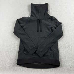 Lululemon Avenue Sweater Womens M? Gray Cotton Turtleneck Cozy Kangaroo Pocket